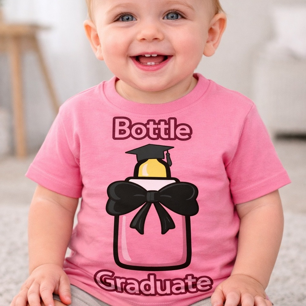 Pink "Bottle Graduate" Graphic Baby Tee